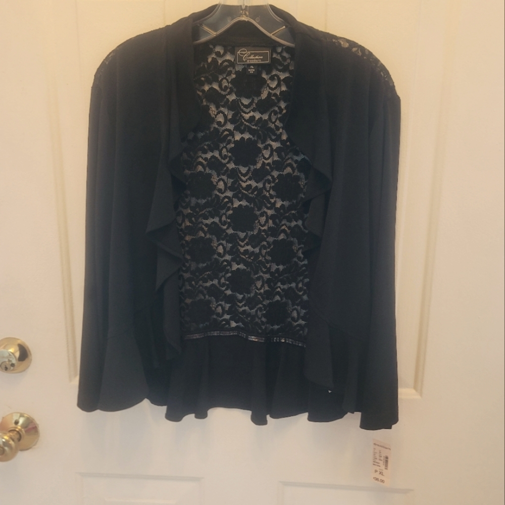 Dressbarn Black Lace Overlay Cardigan NWT SIZE XL